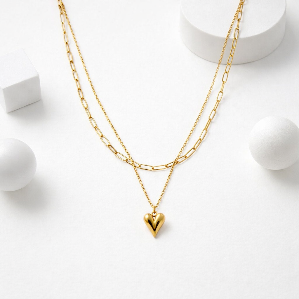 Eve Layered Heart Necklace