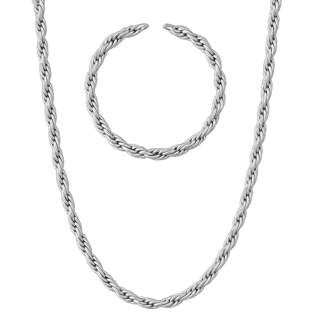 BLYNG Rope Chain Bracelet Set – 3mm - Silver