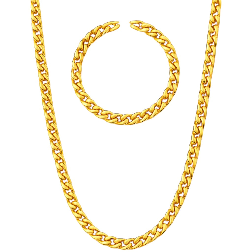 BLYNG Cuban Chain Bracelet Set – 3mm - Gold