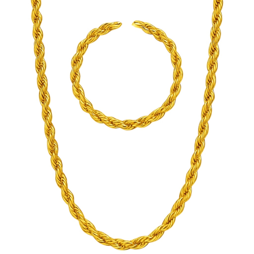 BLYNG Rope Chain Bracelet Set – 6mm - Gold