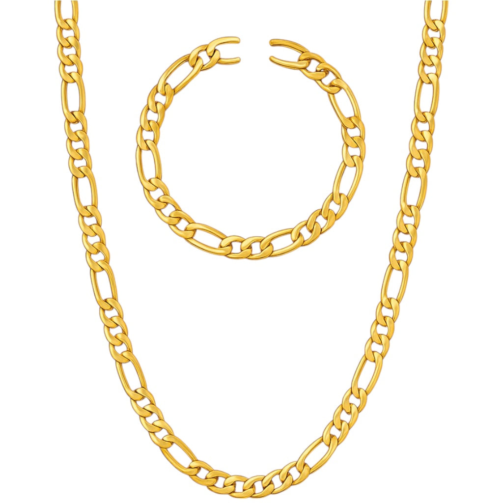BLYNG Figaro Chain Bracelet Set – 5mm - Gold