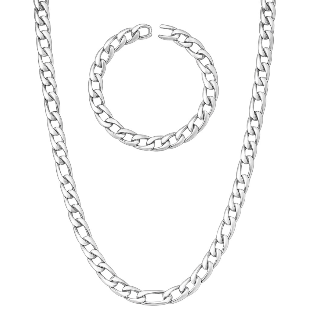 BLYNG Figaro Chain Bracelet Set – 5mm - Silver