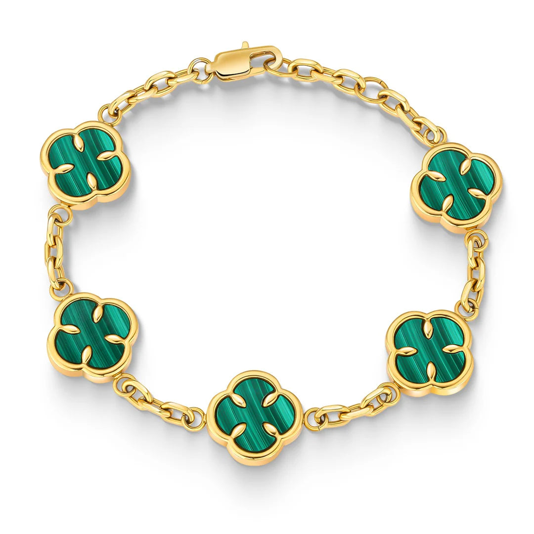 Malachite Clover Bracelet | Gold