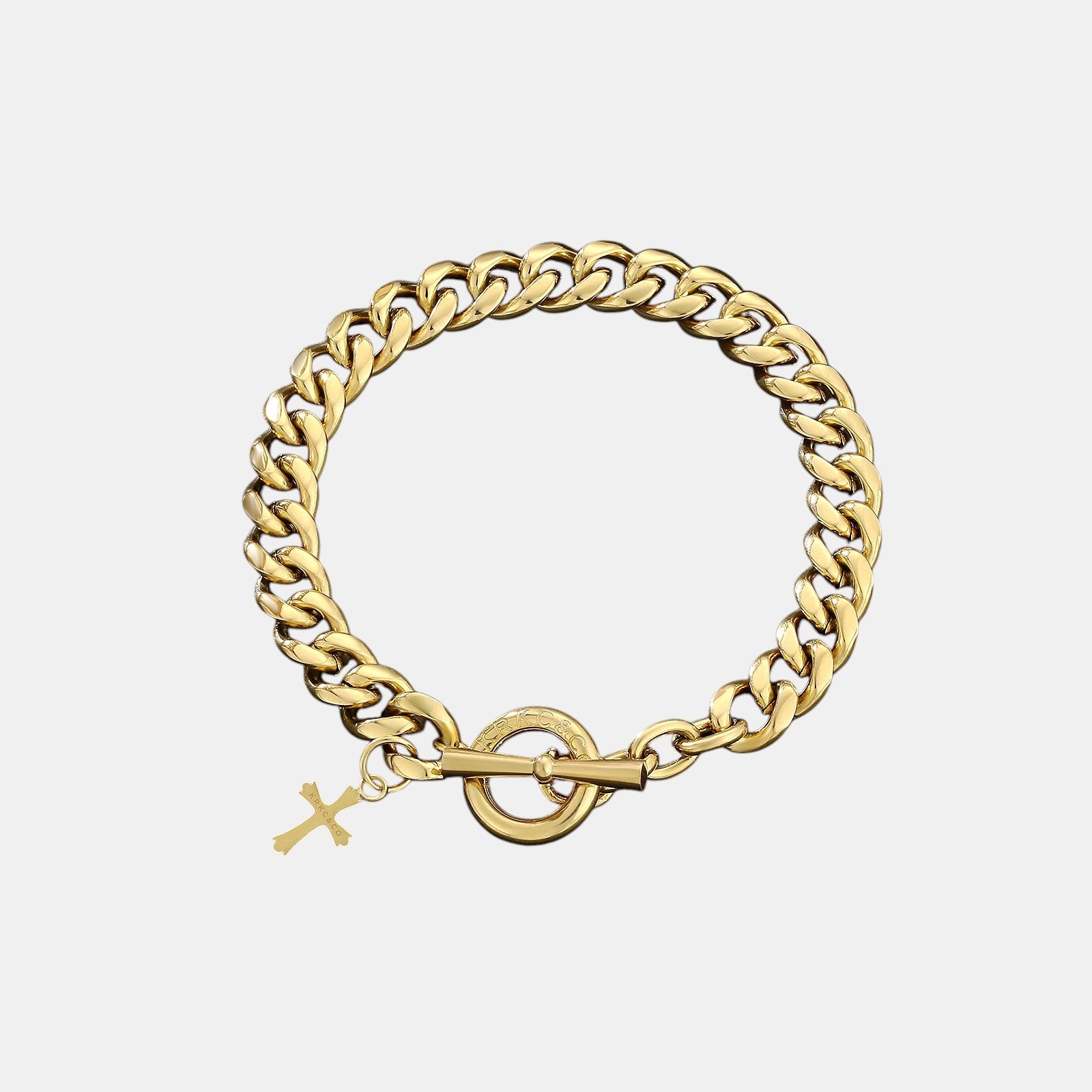 8MM Cuban Crucifix Bracelet | Gold