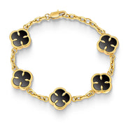 Onyx Clover Bracelet | Gold
