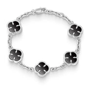 Onyx Clover Bracelet | Silver
