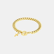 8MM Cuban Crucifix Bracelet | Gold