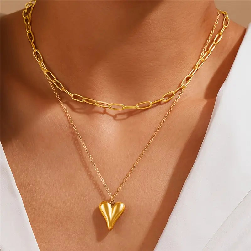 Eve Layered Heart Necklace