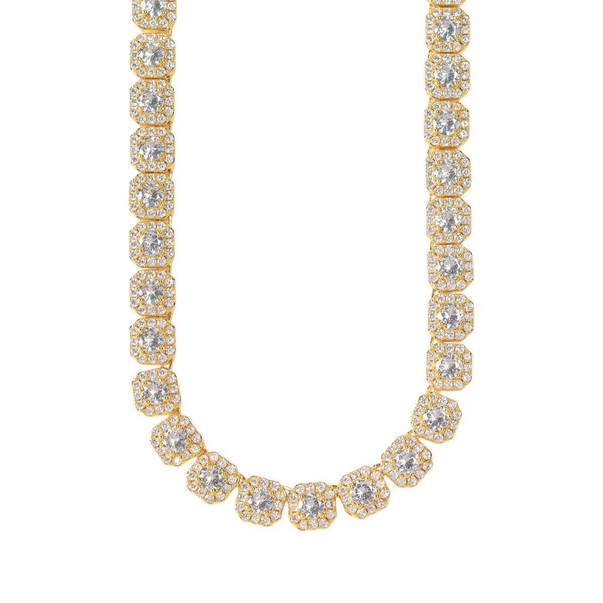 10mm Cluster Tennis Chain / Gold