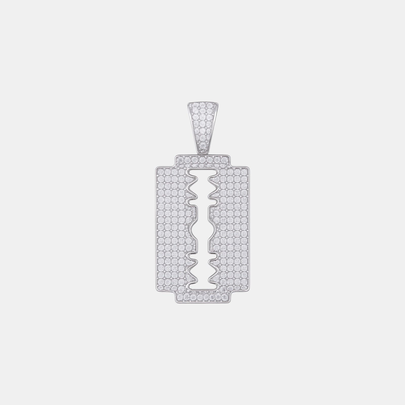 Iced Razor Blade Pendant | Silver