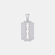 Iced Razor Blade Pendant | Silver