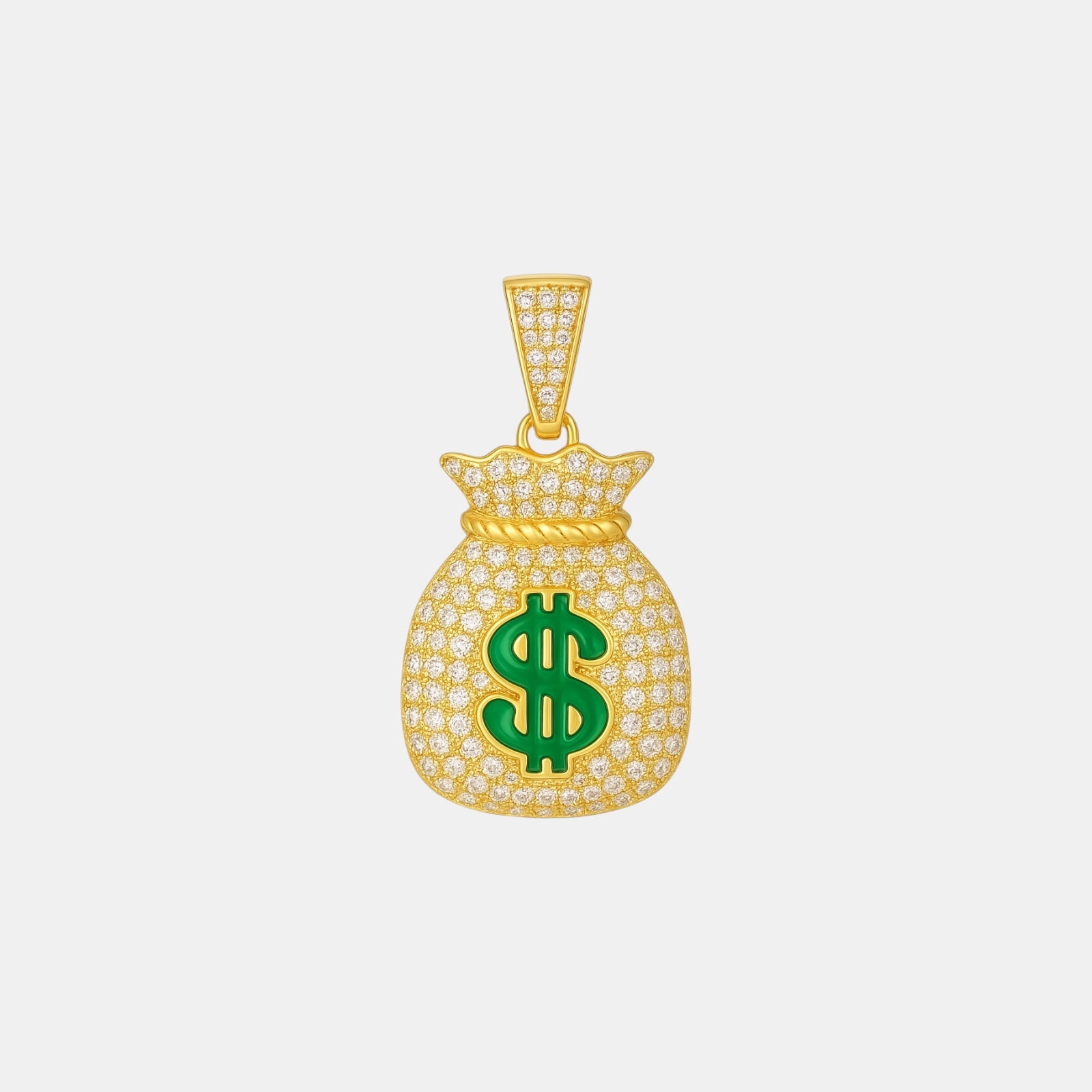 Iced Money Bag Pendant | Gold