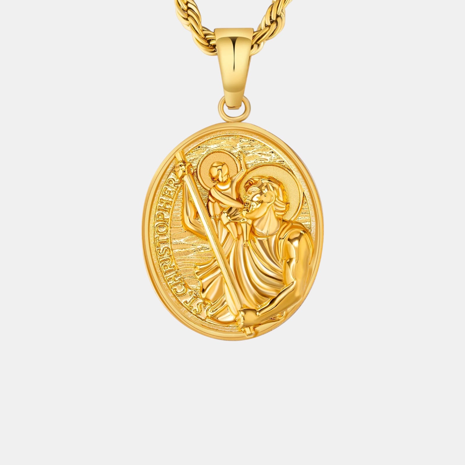 St. Christopher Oval Pendant | Gold